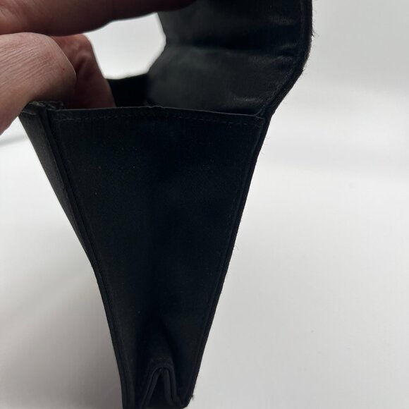 Vintage Small French Black Embroidered Floral Satin‎ Clutch Purse Evening Bag - Picture 6 of 12